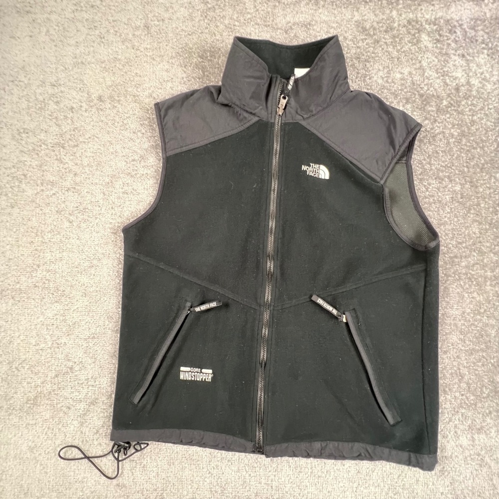 The North Face Gore Windstopper Fleece Vest Mens Large Black Full Zip RN 61661